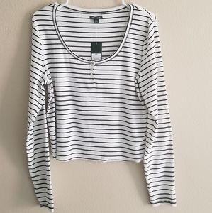Wild Fable White Striped Long Sleeve XXL